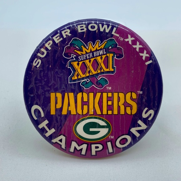 Vintage 1997 Green Bay Packers Super Bowl XXXI Champions Retro 2.5" Button Pin - Picture 1 of 6